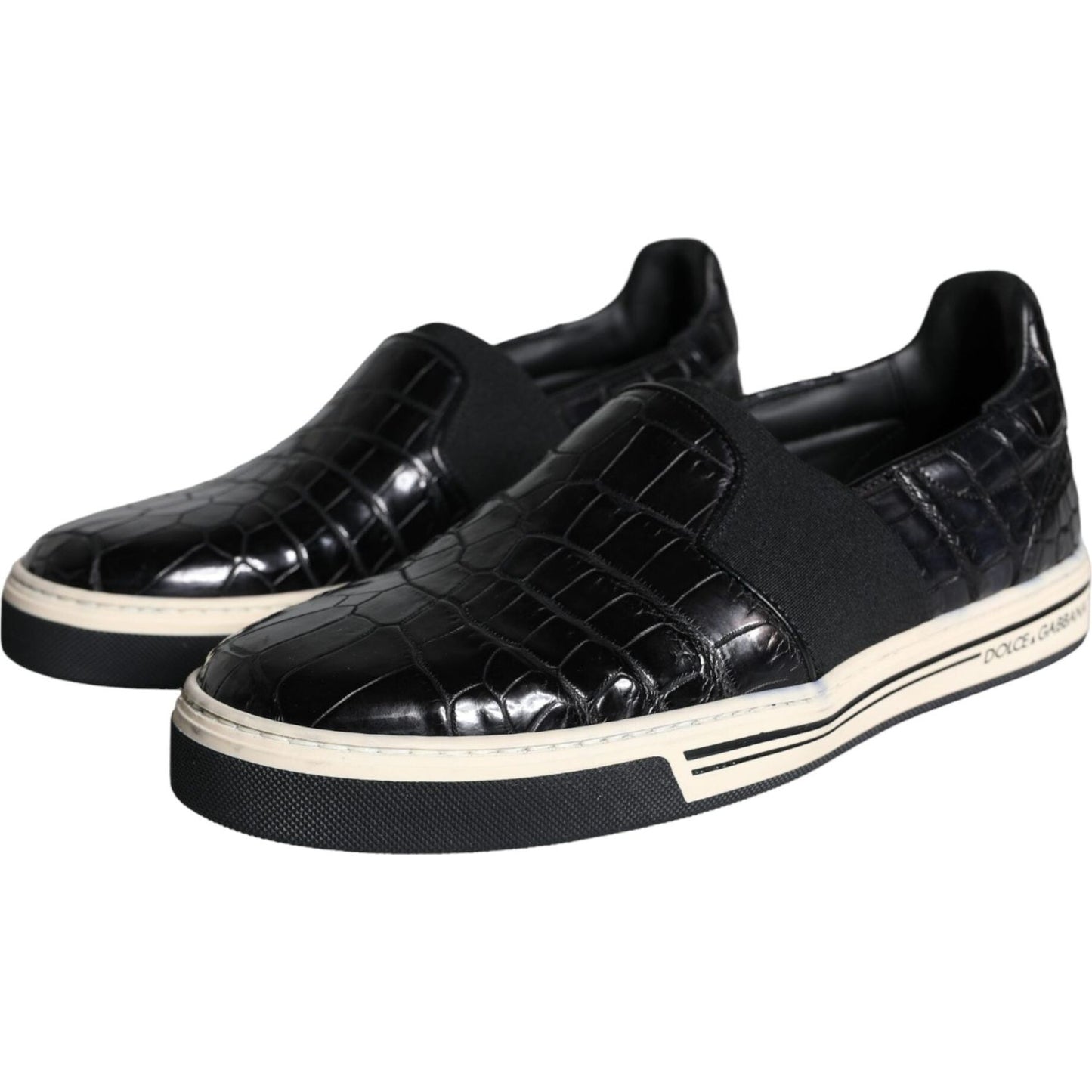 Dolce & Gabbana Black Leather Loafers Slippers Casual Shoes Dolce & Gabbana