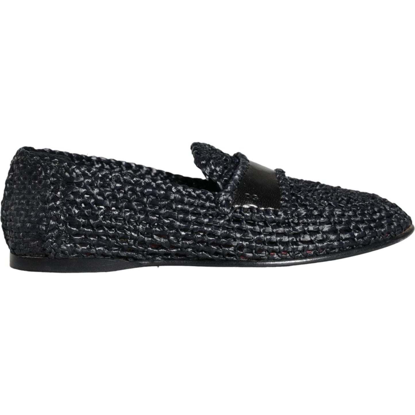 Dolce & Gabbana Black Woven Raffia Slip On Loafers Men Shoes Dolce & Gabbana