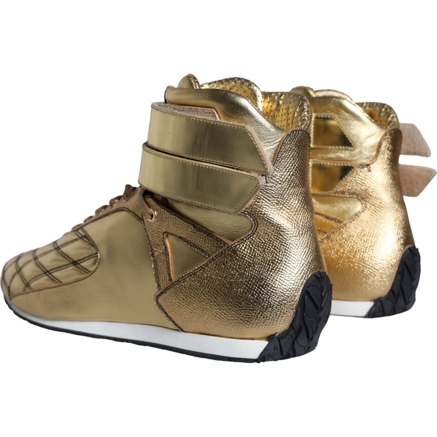 Dolce & Gabbana Gold Leather Sartoria High Top Sneakers Shoes Dolce & Gabbana