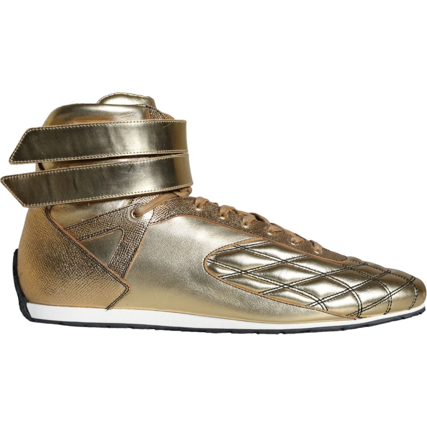 Dolce & Gabbana Gold Leather Sartoria High Top Sneakers Shoes Dolce & Gabbana