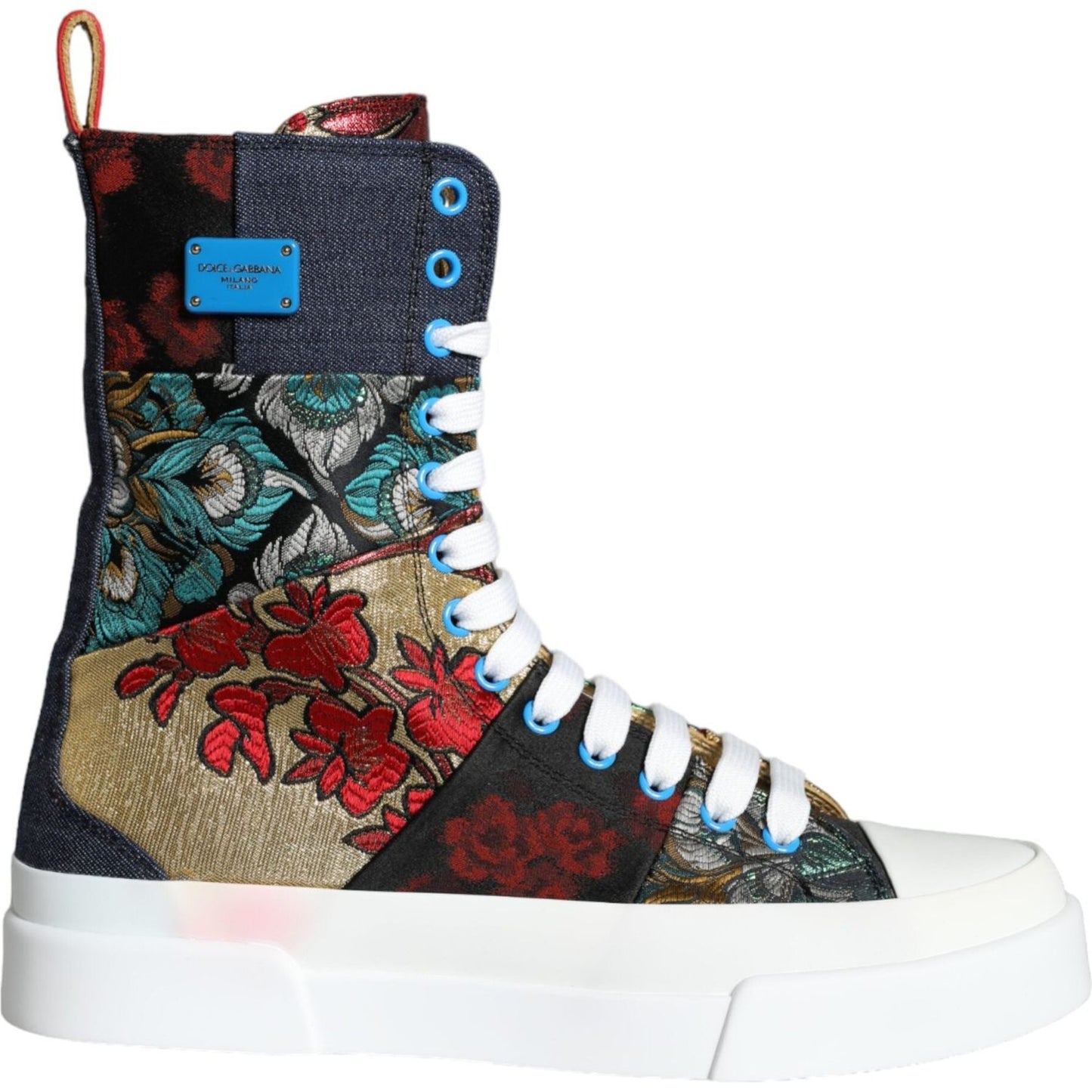 Dolce & Gabbana Multicolor Patchwork Logo High Top Sneakers Shoes Dolce & Gabbana