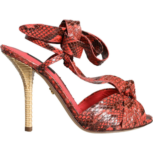 Dolce & Gabbana Coral Exotic Leather Heels Sandals Shoes