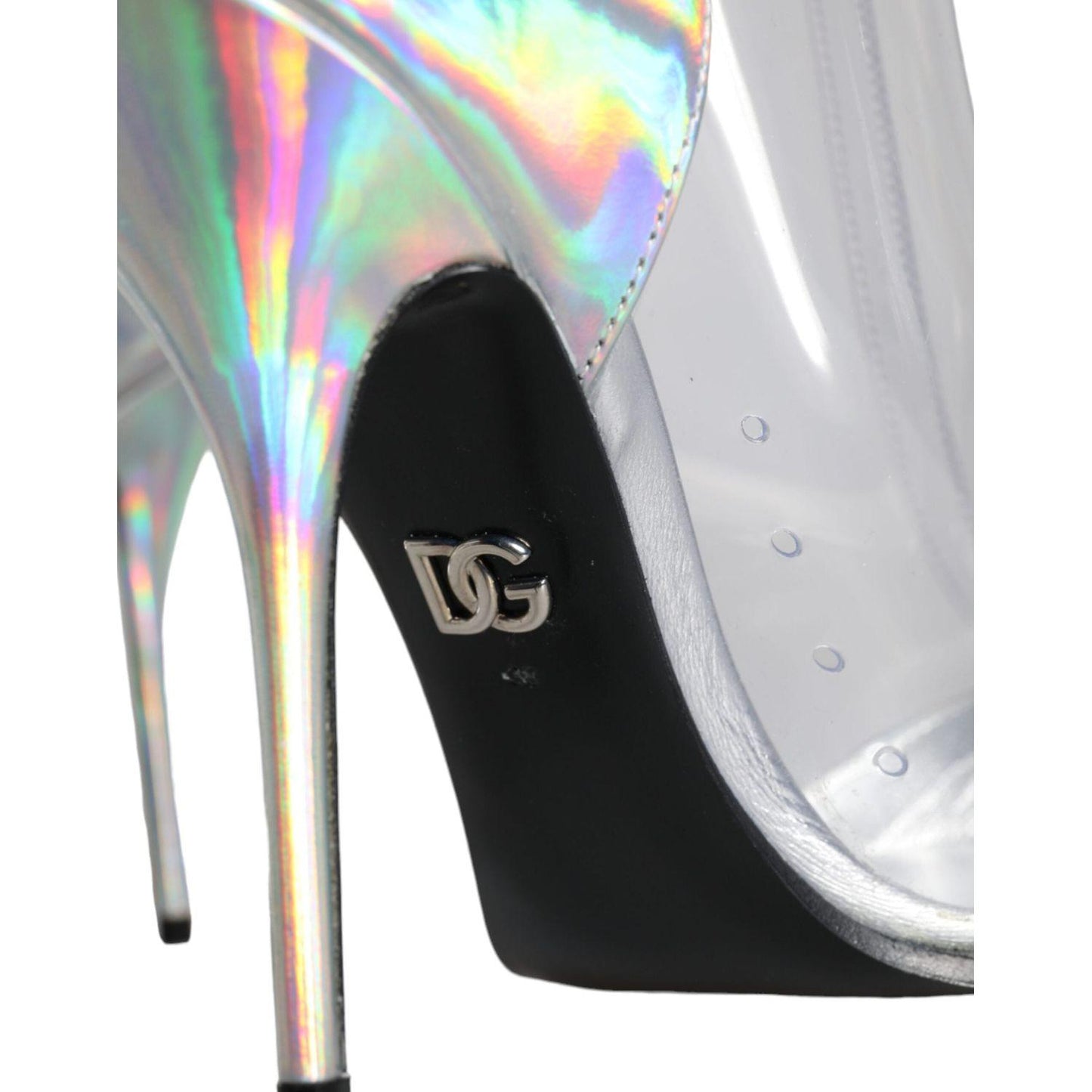 Dolce & Gabbana Silver Iridescent PVC Pointed Short Boots Shoes Dolce & Gabbana