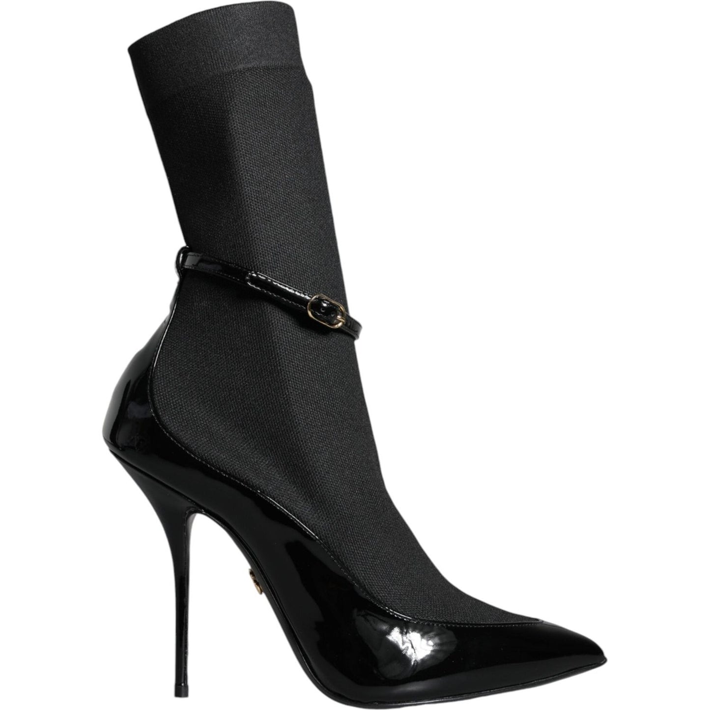 Dolce & Gabbana Black Leather Stilettos Booties Socks Shoes