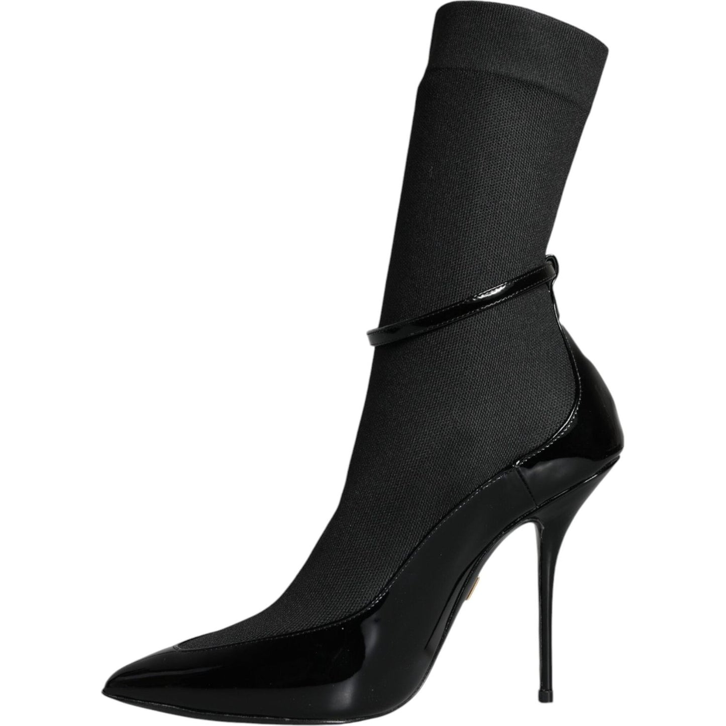 Dolce & Gabbana Black Leather Stilettos Booties Socks Shoes