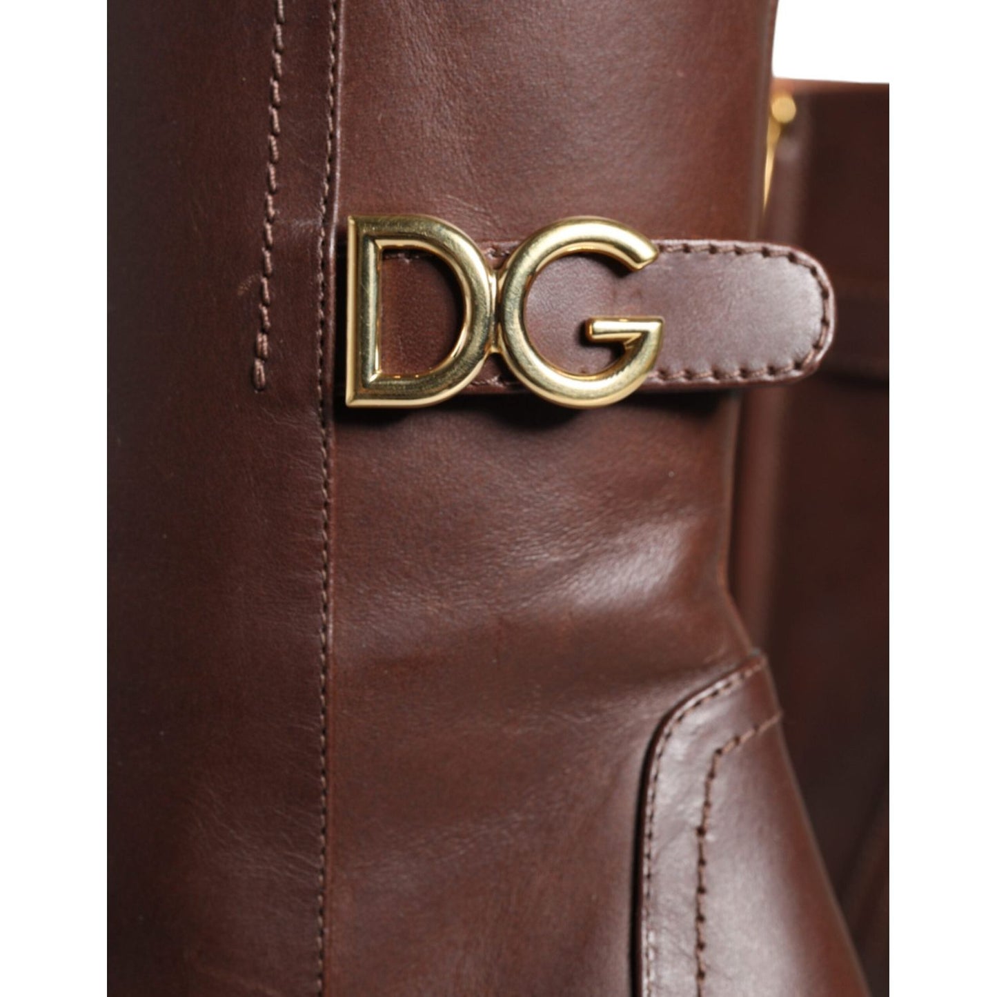 Dolce & Gabbana Brown Leather Heels Mid Calf Boots Shoes Dolce & Gabbana