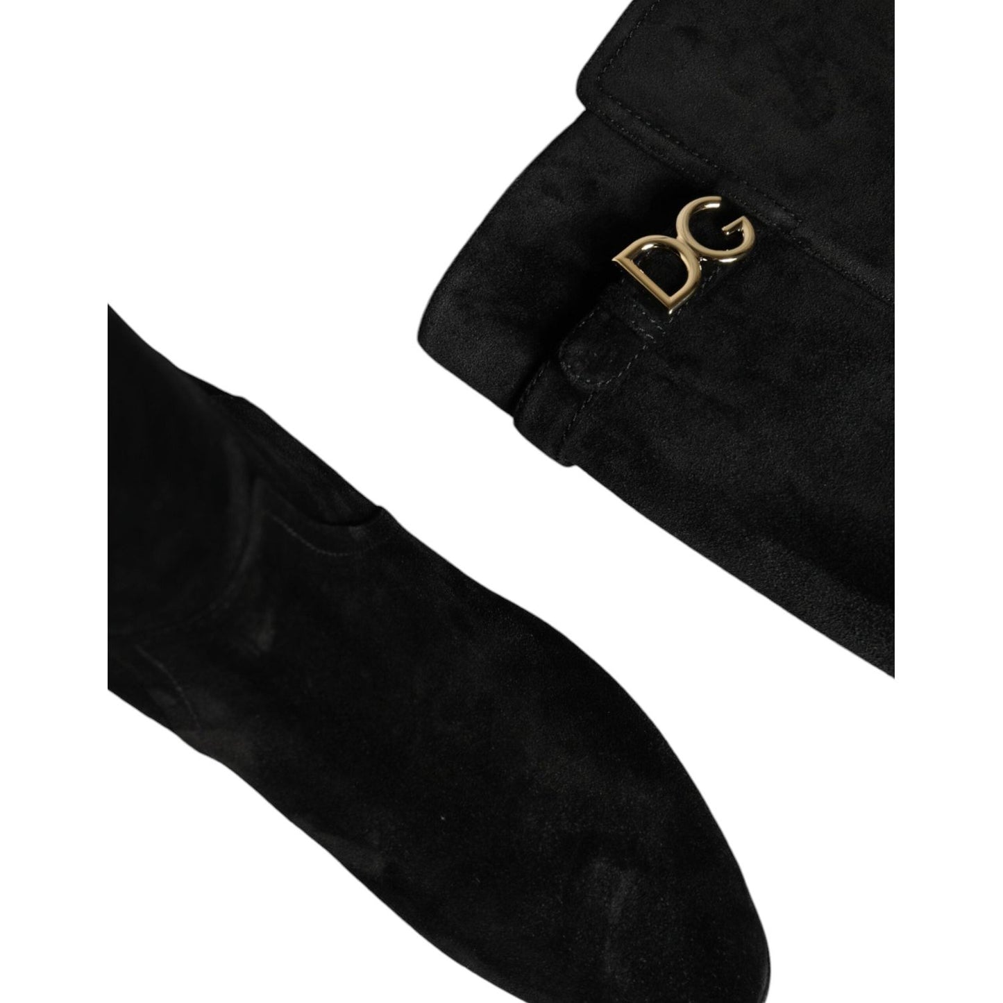 Dolce & Gabbana Black Suede Leather Knee High Boots Shoes