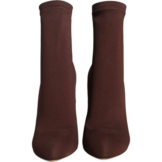 Dolce & Gabbana Brown Stiletto Heels Socks Ankle Boots Shoes Dolce & Gabbana