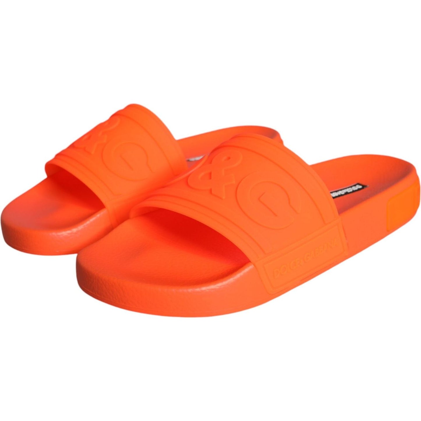 Dolce & Gabbana Orange Rubber Slides Sandals Beachwear Shoes Dolce & Gabbana