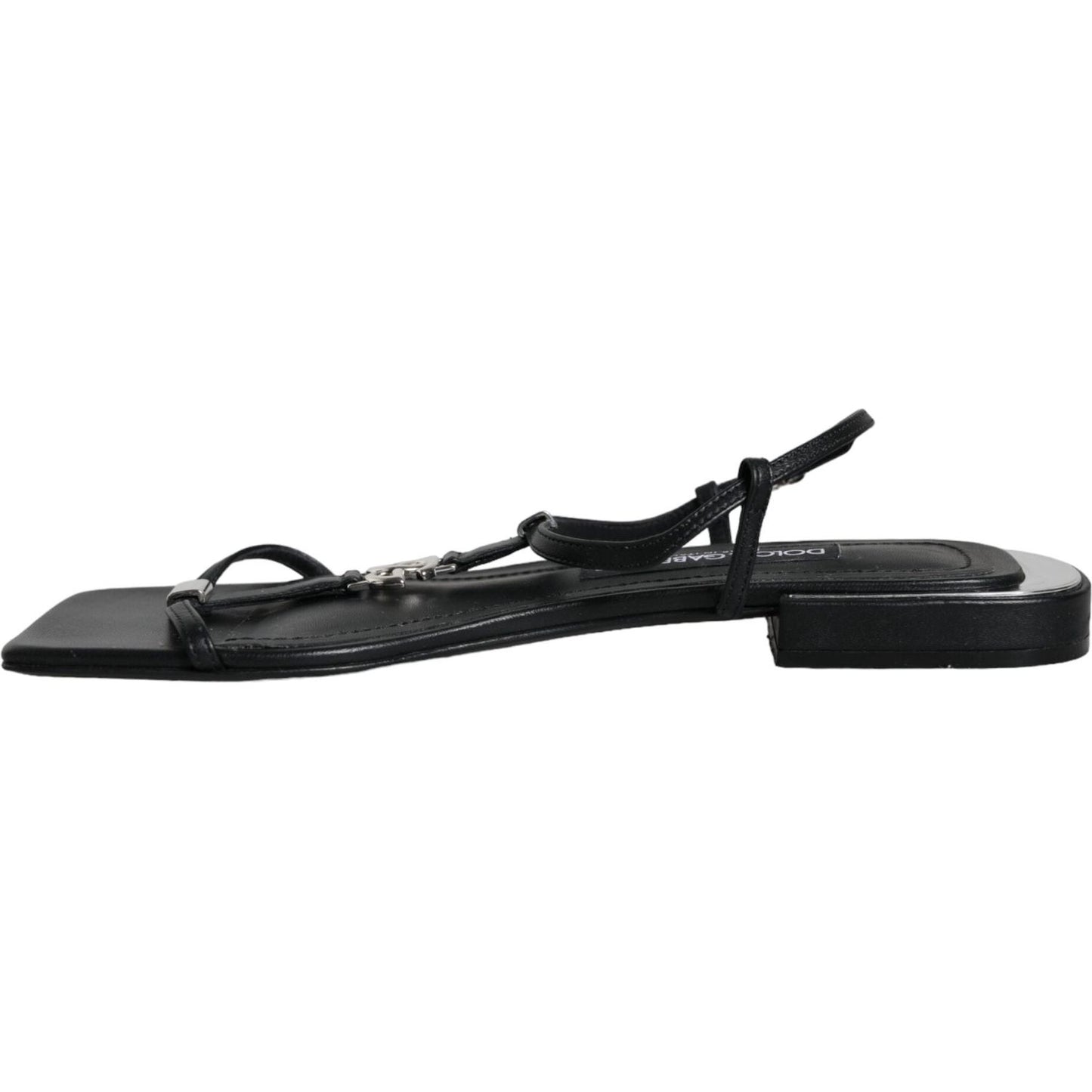 Dolce & Gabbana Black Leather Logo Ankle Strap Keira Sandals Shoes Dolce & Gabbana