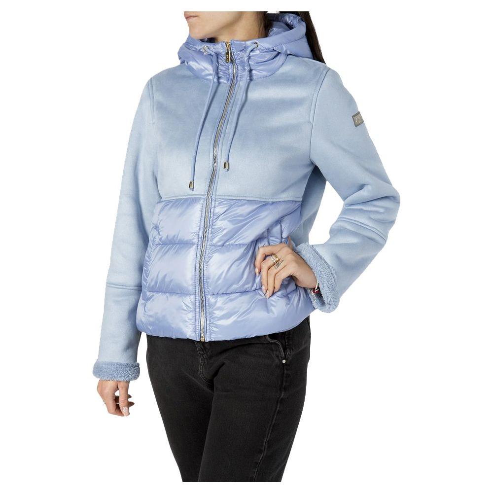 Yes Zee Light Blue Nylon Women Jacket Yes Zee