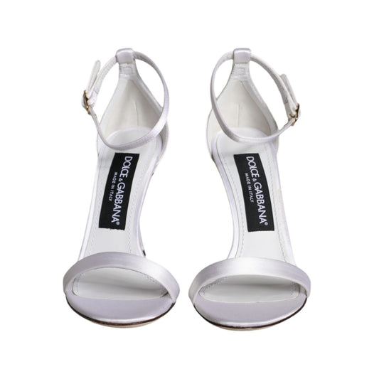 حذاء Dolce &amp; Gabbana KEIRA أبيض بكعب عالٍ وحزام للكاحل