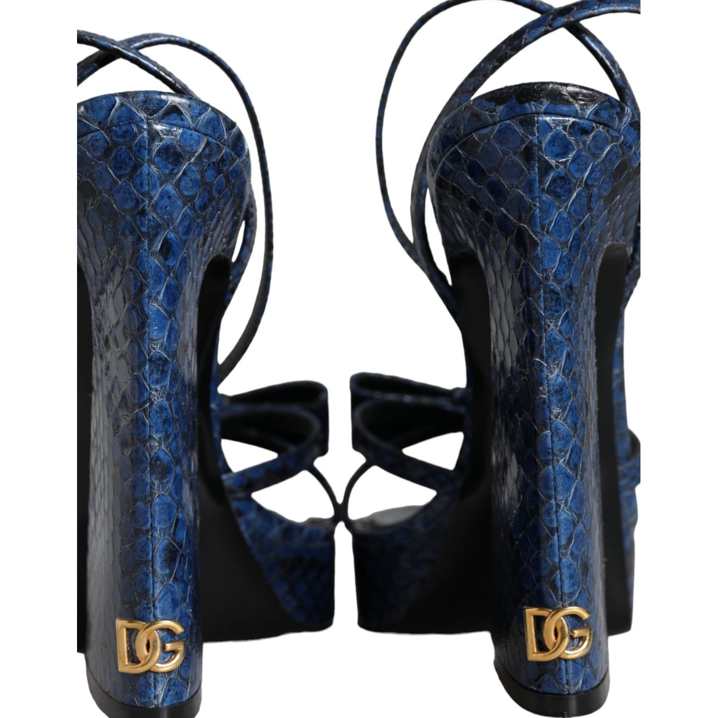 Dolce & Gabbana Blue Leather Ankle Strap Heels Sandals Shoes Dolce & Gabbana