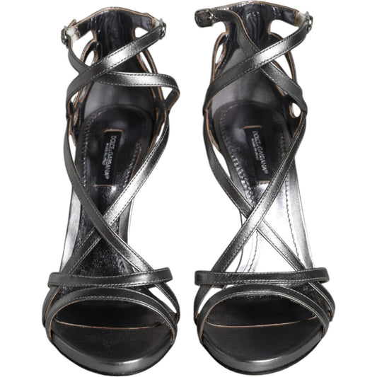 Dolce & Gabbana Silver Keira Leather Heels Sandals Shoes Dolce & Gabbana