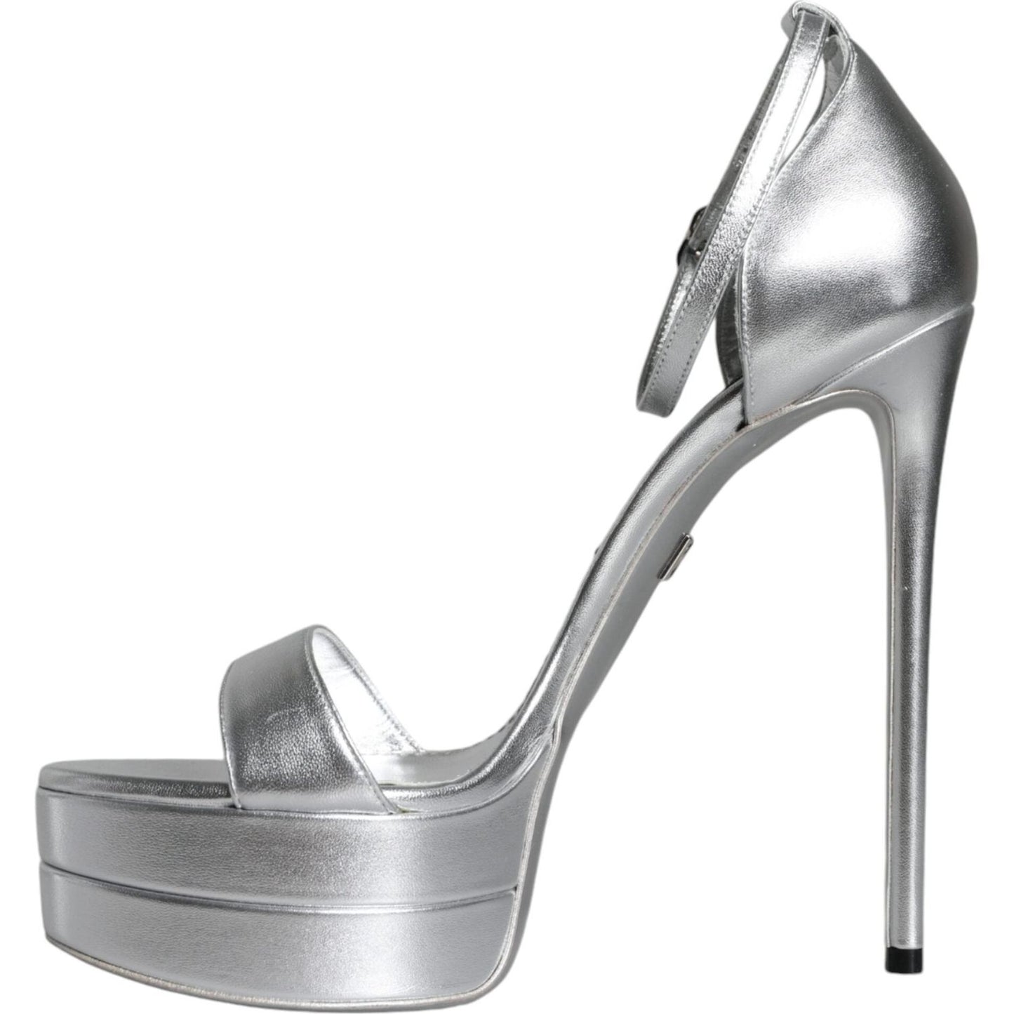 Dolce & Gabbana Silver Leather Platform Keira Sandals Shoes Dolce & Gabbana