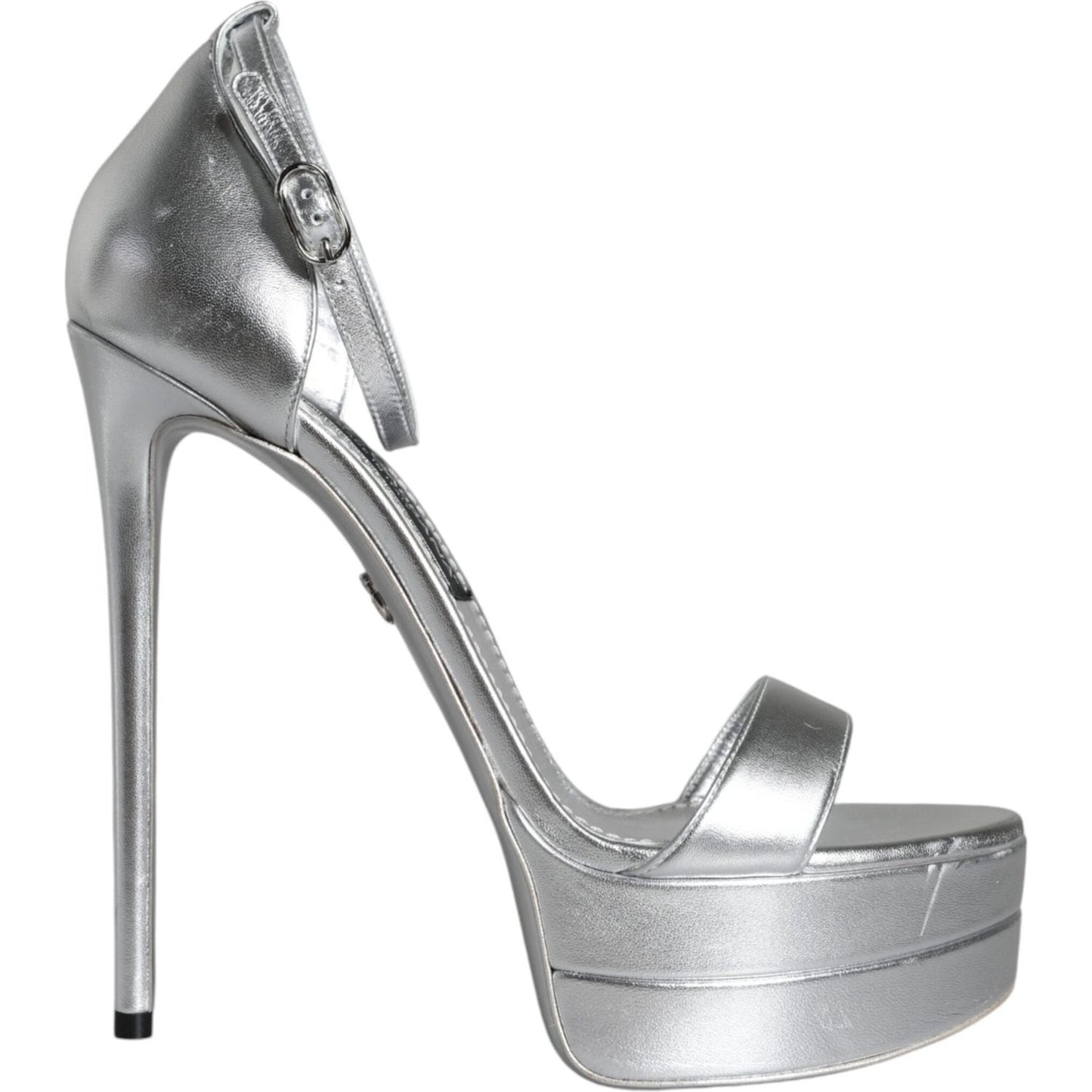 Dolce & Gabbana Silver Leather Platform Keira Sandals Shoes Dolce & Gabbana