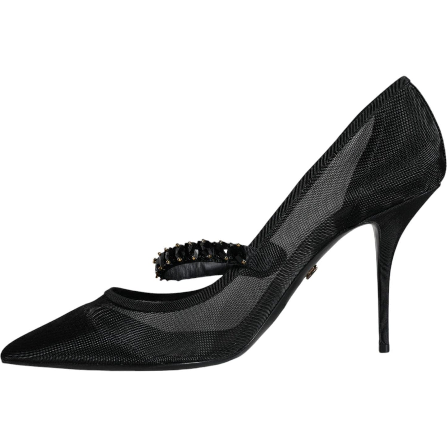 Dolce & Gabbana Black Mesh Mary Jane Crystal Heel Pumps Shoes Dolce & Gabbana