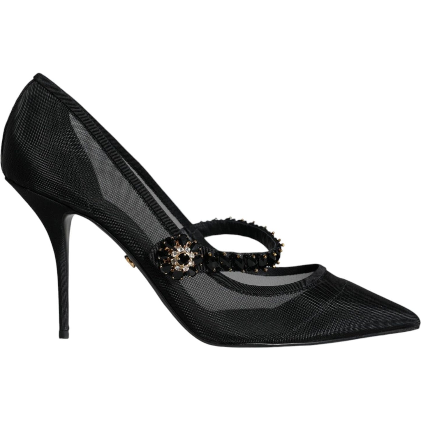 Dolce & Gabbana Black Mesh Mary Jane Crystal Heel Pumps Shoes Dolce & Gabbana