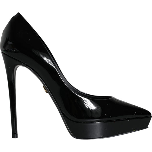 Dolce & Gabbana Black Leather Platform Heels Pumps Shoes Dolce & Gabbana