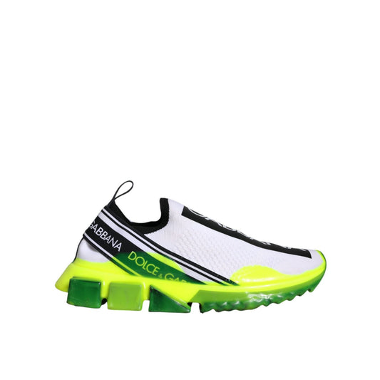 Dolce & Gabbana White Yellow Slip On Sorrento Sneakers Shoes
