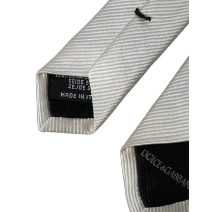 Dolce & Gabbana White Solid 100% Silk Adjustable Tie
