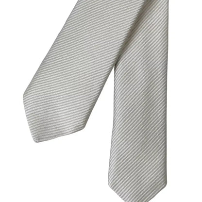 Dolce & Gabbana White Solid 100% Silk Adjustable Tie