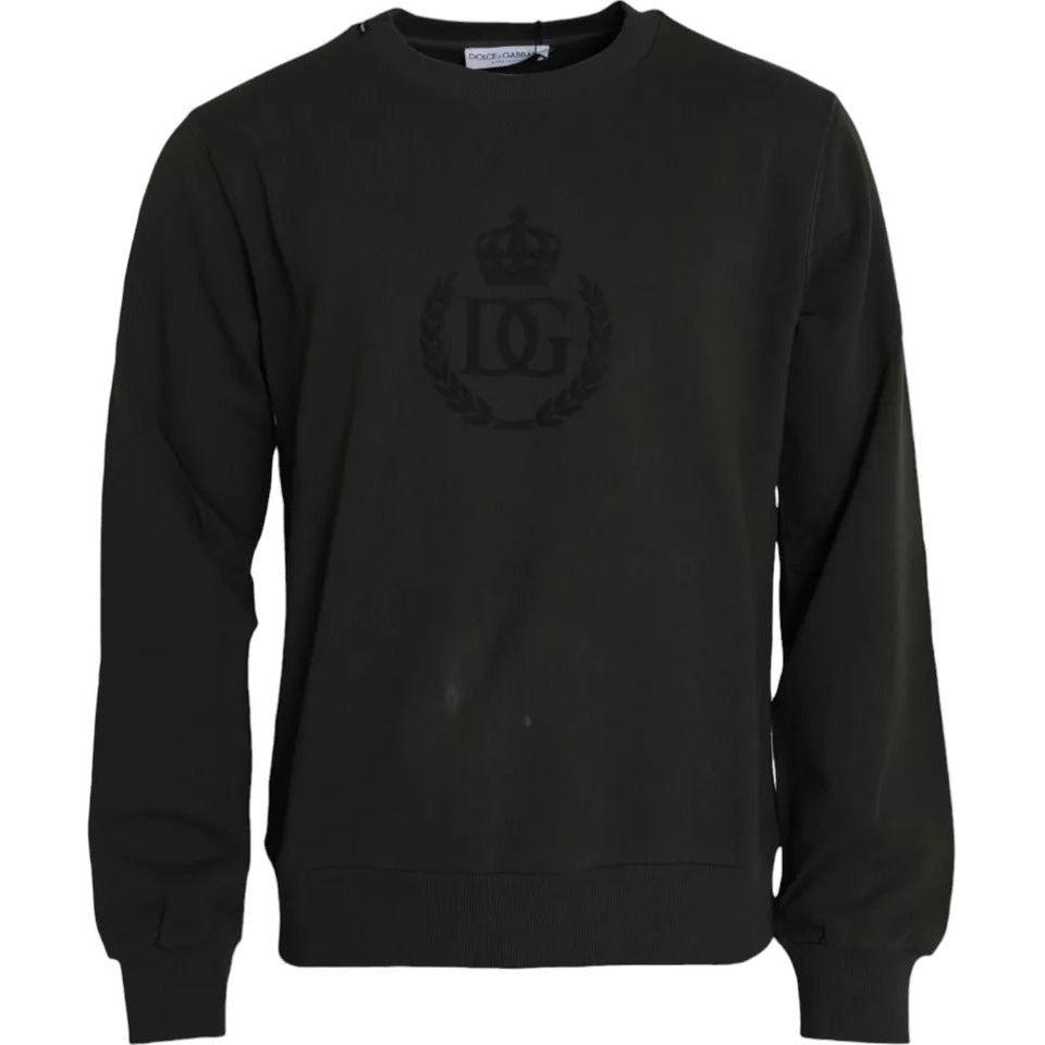 Dolce & Gabbana Green Logo Cotton Crew Neck Pullover Sweater Dolce & Gabbana