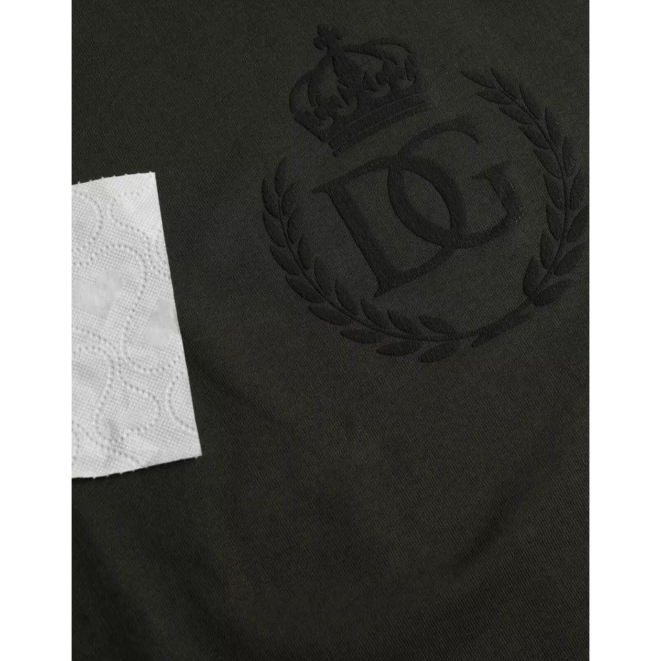 Dolce & Gabbana Green Logo Cotton Crew Neck Pullover Sweater Dolce & Gabbana