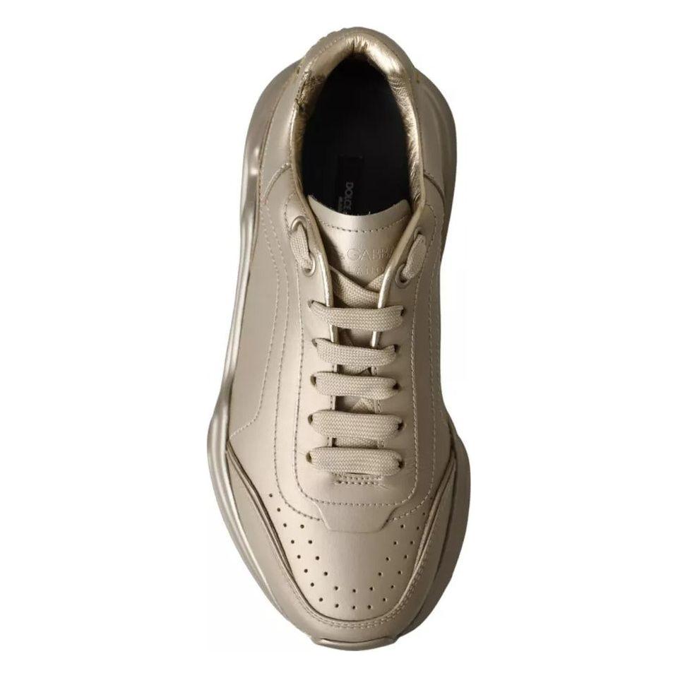 Dolce & Gabbana Gold Leather Daymaster Low Top Sneakers Shoes Dolce & Gabbana