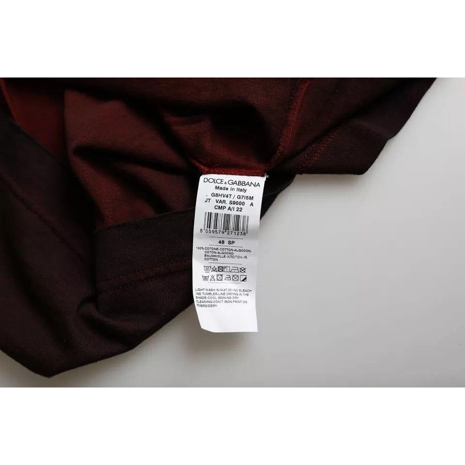 Dolce & Gabbana Bordeaux Crown Print Round Neck Cotton T-shirt Dolce & Gabbana Black