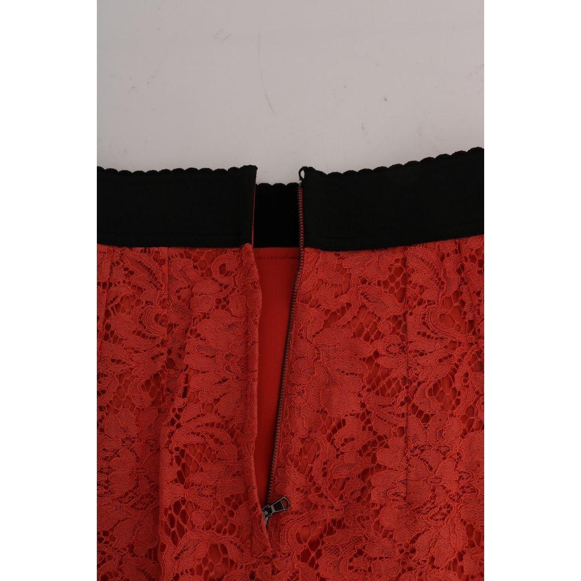 Dolce & Gabbana Orange Macramé Lace Pencil Skirt 11% nylon,1728,43% viscose,67345645728,Clothing,Dolce & Gabbana,IT36|XXS,IT38|XS,Material: 46% Cotton,Mini - Skirts - Clothing,New with tags,Orange,Skirts - Clothing,Skirts - Women - Clothing,Women,Women -
