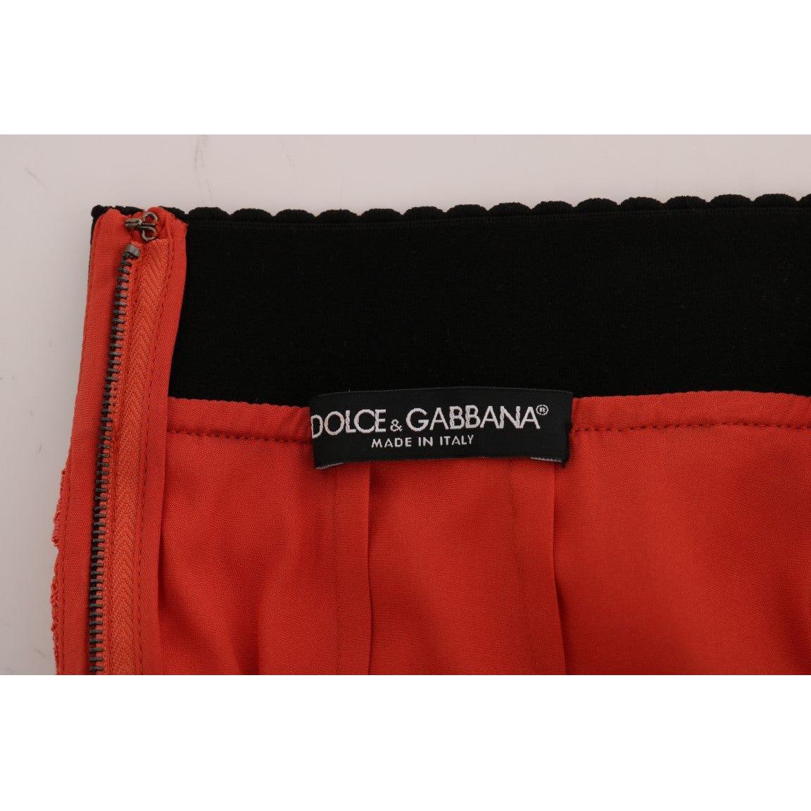 Dolce & Gabbana Orange Macramé Lace Pencil Skirt 11% nylon,1728,43% viscose,67345645728,Clothing,Dolce & Gabbana,IT36|XXS,IT38|XS,Material: 46% Cotton,Mini - Skirts - Clothing,New with tags,Orange,Skirts - Clothing,Skirts - Women - Clothing,Women,Women -
