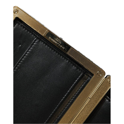 Dolce & Gabbana Black White Gold Frame Clutch Evening Party Purse Bag