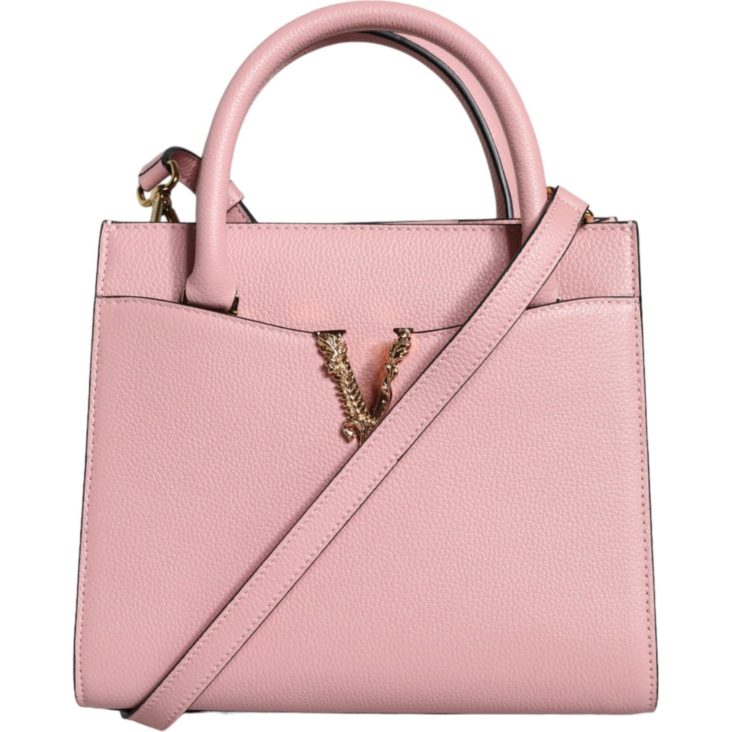 Versace Pink Small Top Handle Grainy Calf Leather Crossbody Bag Versace