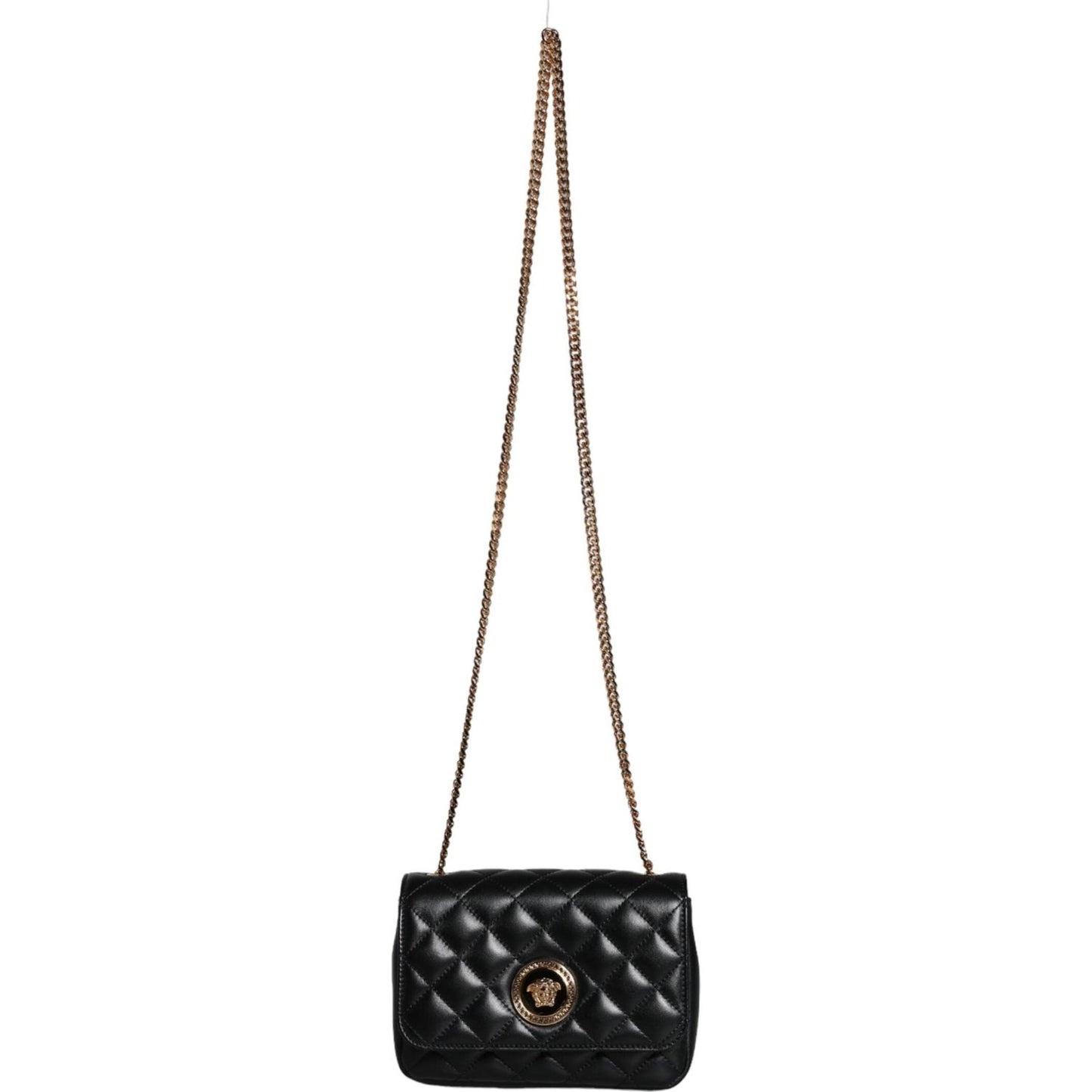 Versace Black Quilted Lambskin Leather Crossbody Shoulder Bag Versace