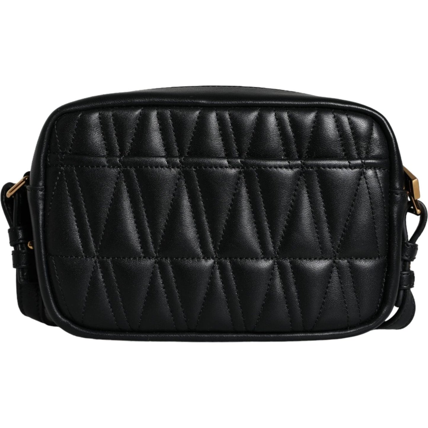 Versace Black Quilted Lamb Leather Camera Case Shoulder Bag Versace