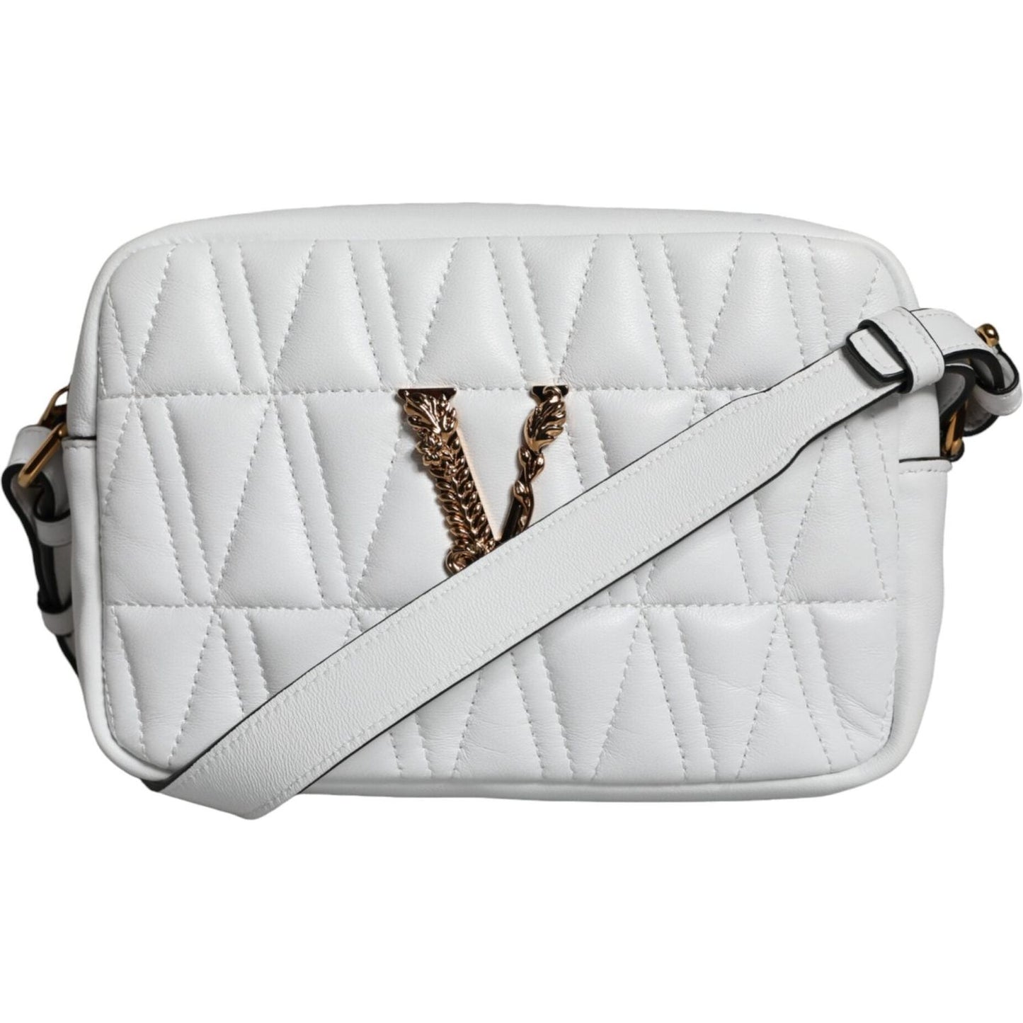 Versace White Quilted Nappa Leather Crossbody Shoulder Bag Versace