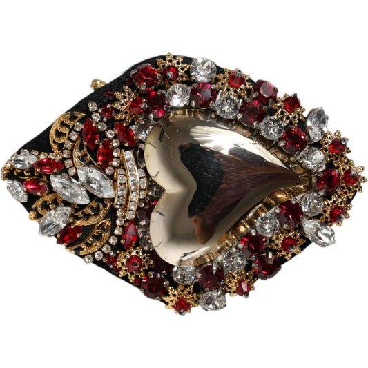 Dolce & Gabbana Gold Tone Brass Sacred Heart Crystal Embellished Brooch Brooch Dolce & Gabbana