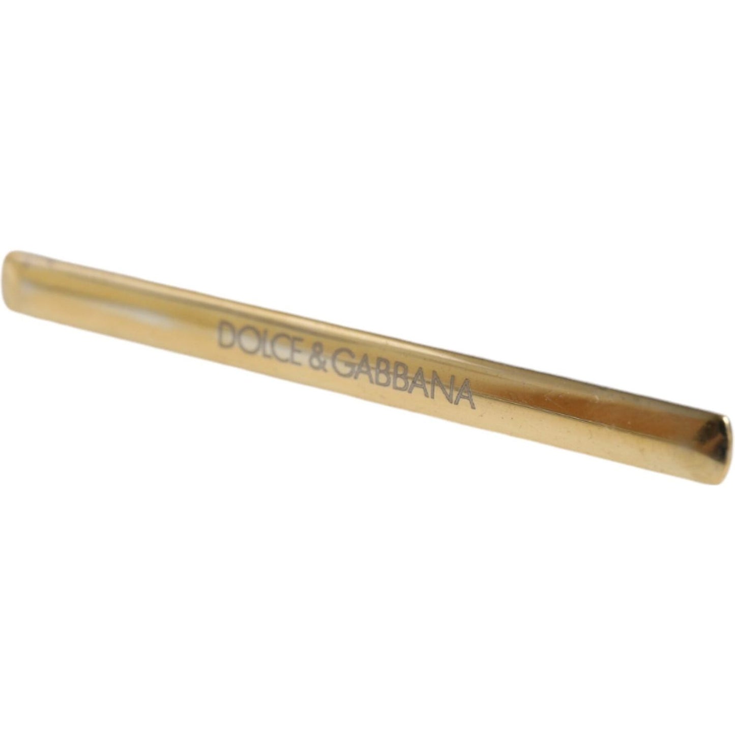 Dolce & Gabbana Gold Tone Brass Logo Branded Men Tie Clip Bar FASHION ACCESSORIES Dolce & Gabbana