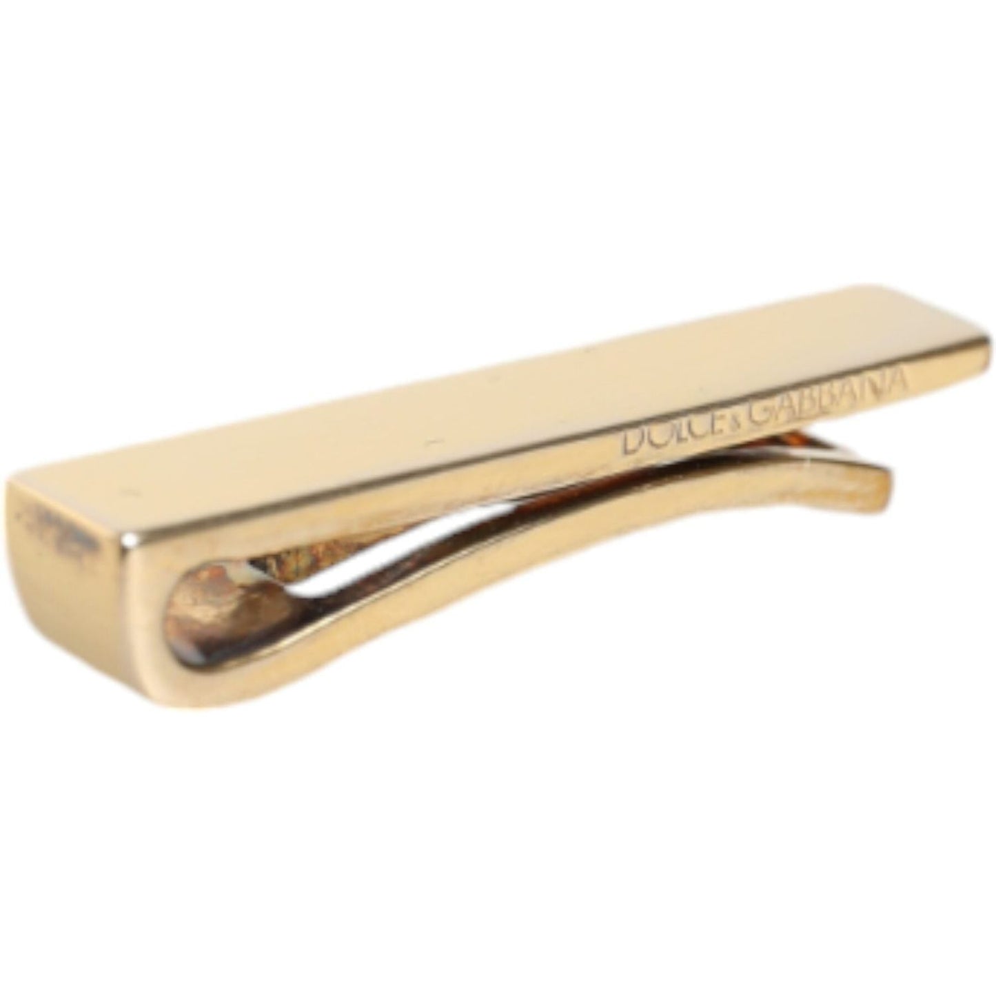 Dolce & Gabbana Gold Tone Brass Logo Branded Men Tie Clip Bar FASHION ACCESSORIES Dolce & Gabbana