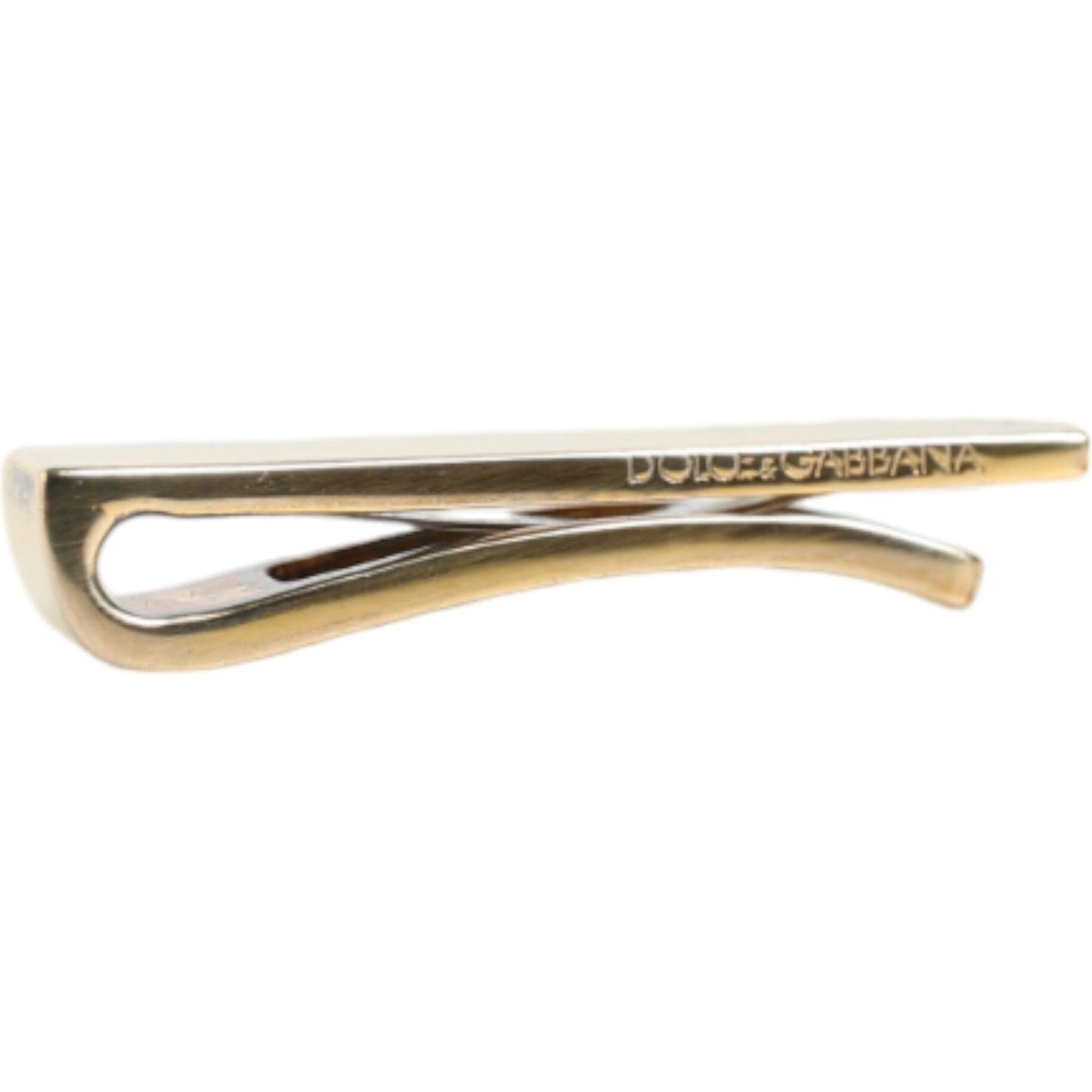 Dolce & Gabbana Gold Tone Brass Logo Branded Men Tie Clip Bar FASHION ACCESSORIES Dolce & Gabbana