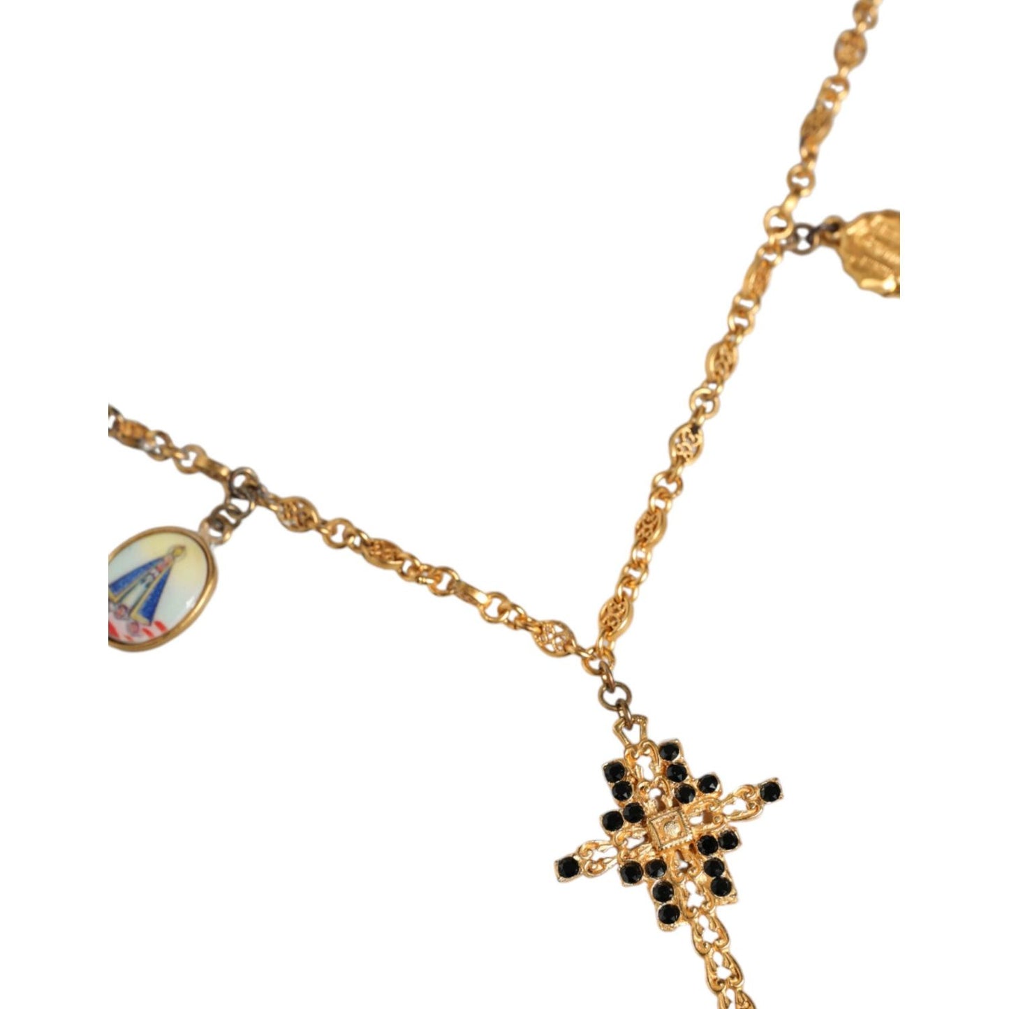 Dolce & Gabbana Gold Tone Brass Chain Religious Cross Pendant Necklace Necklace Dolce & Gabbana