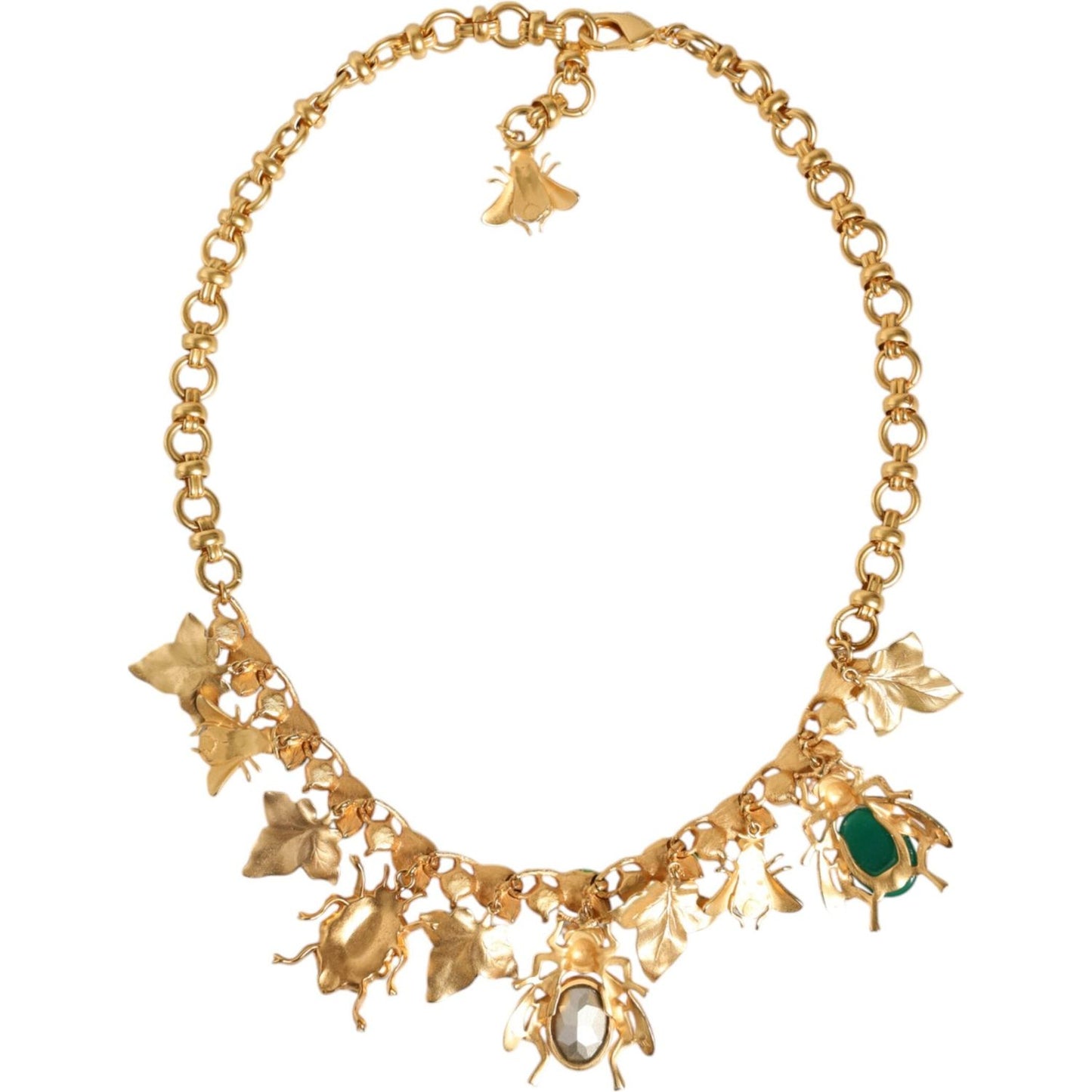 Dolce & Gabbana Gold Brass Crystal Bug Charm Pendant Statement Necklace Necklace Dolce & Gabbana