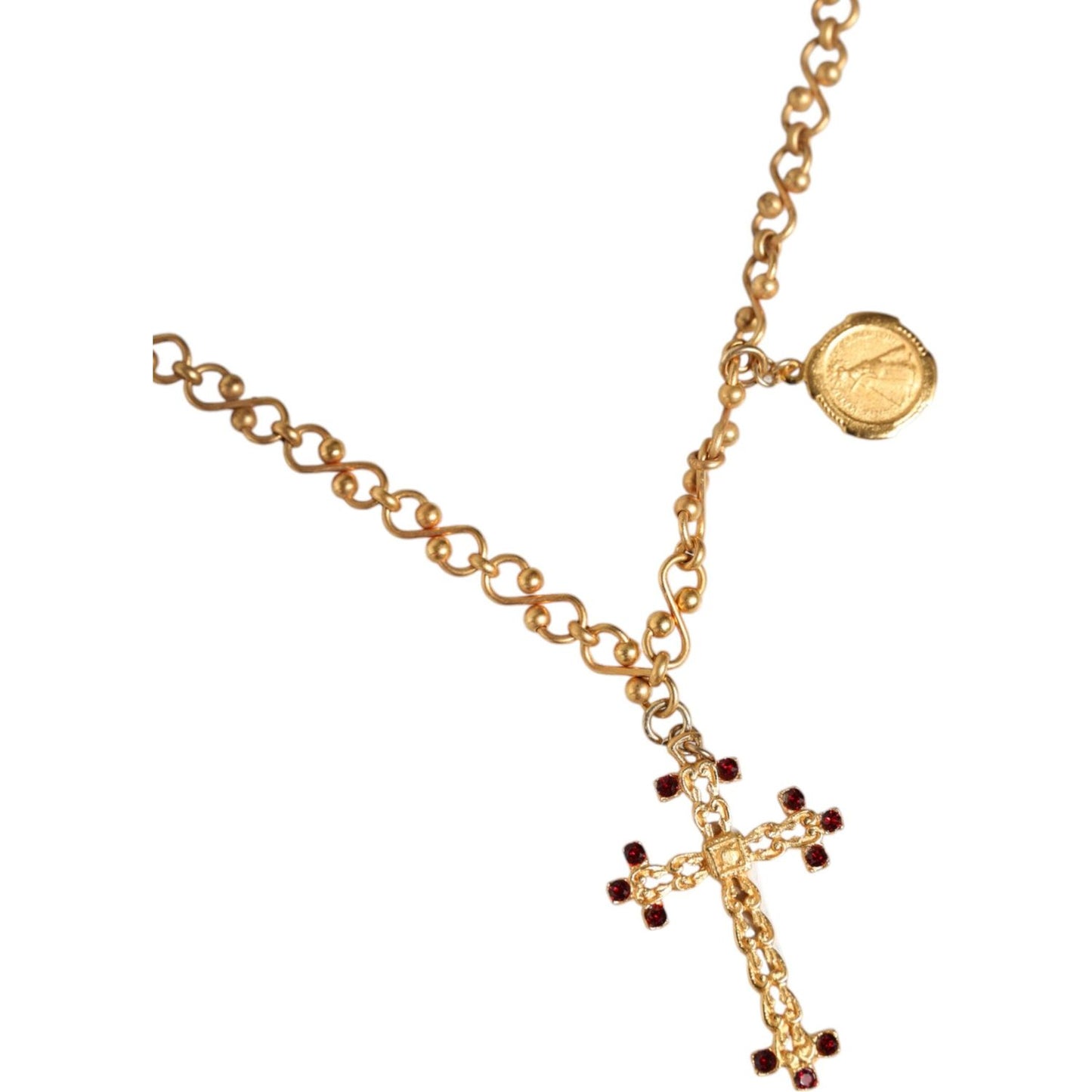 Dolce & Gabbana Gold Tone Brass Chain Religious Cross Pendant Necklace Necklace Dolce & Gabbana