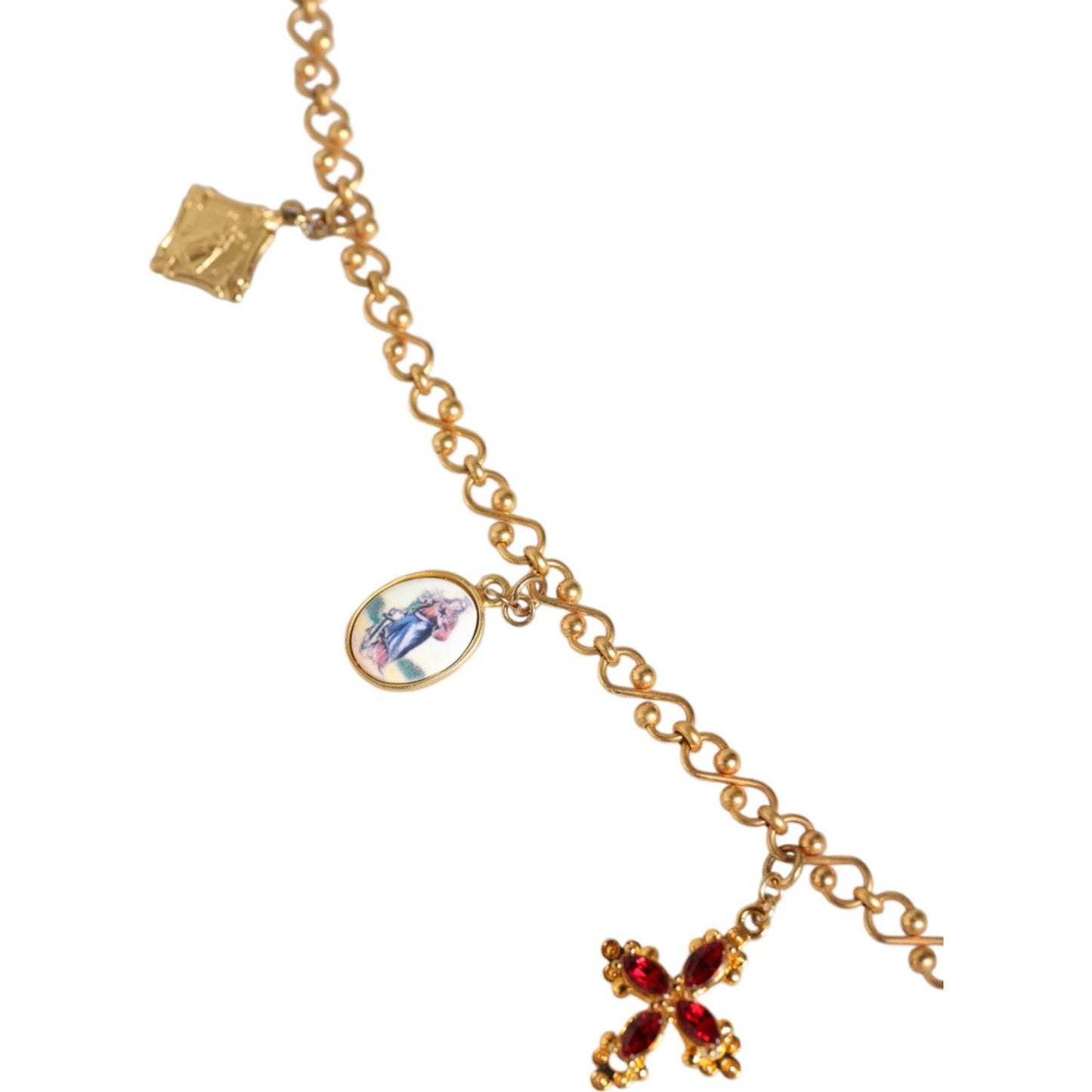 Dolce & Gabbana Gold Tone Brass Chain Religious Cross Pendant Necklace Necklace Dolce & Gabbana