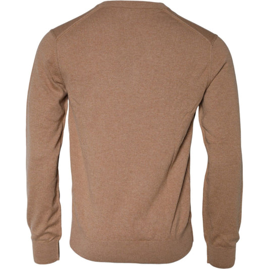 Dolce & Gabbana Brown Cashmere Knit V-neck Pullover Sweater Dolce & Gabbana