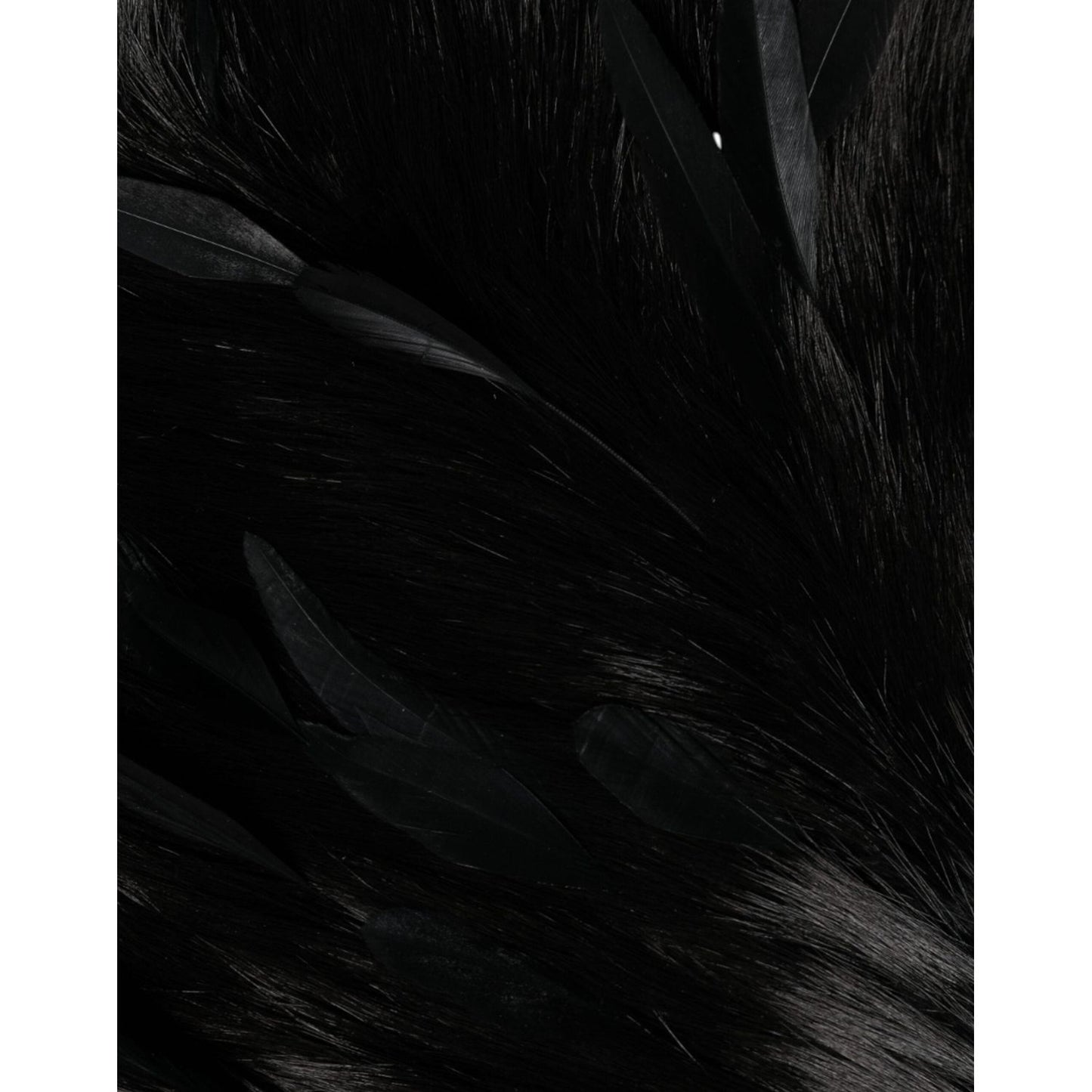 Dolce & Gabbana Black Fox Rooster Feathers Neck Warmer Scarf Dolce & Gabbana