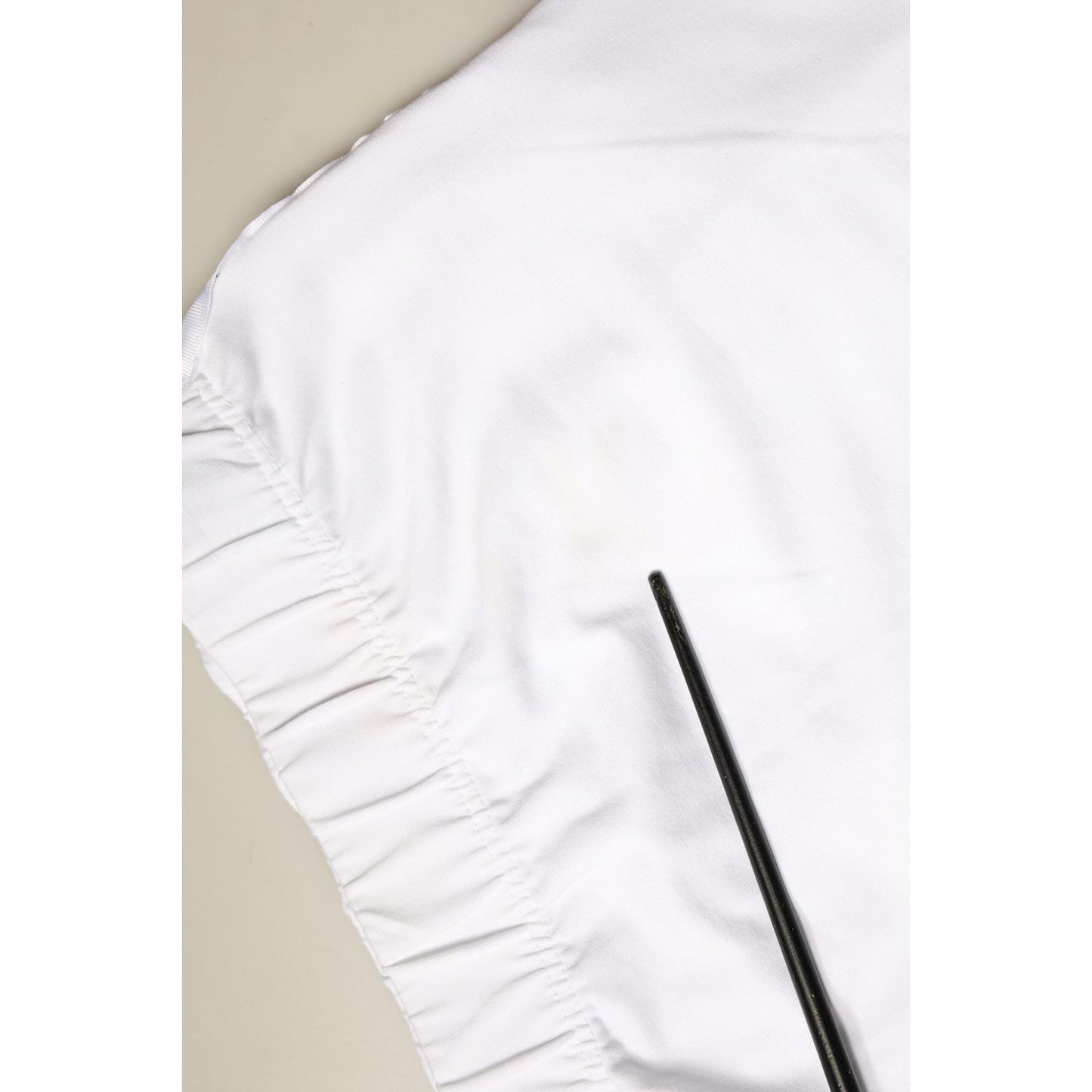 STK White Cotton Stretch High Waist Pencil Cut Knee Length Skirt STK