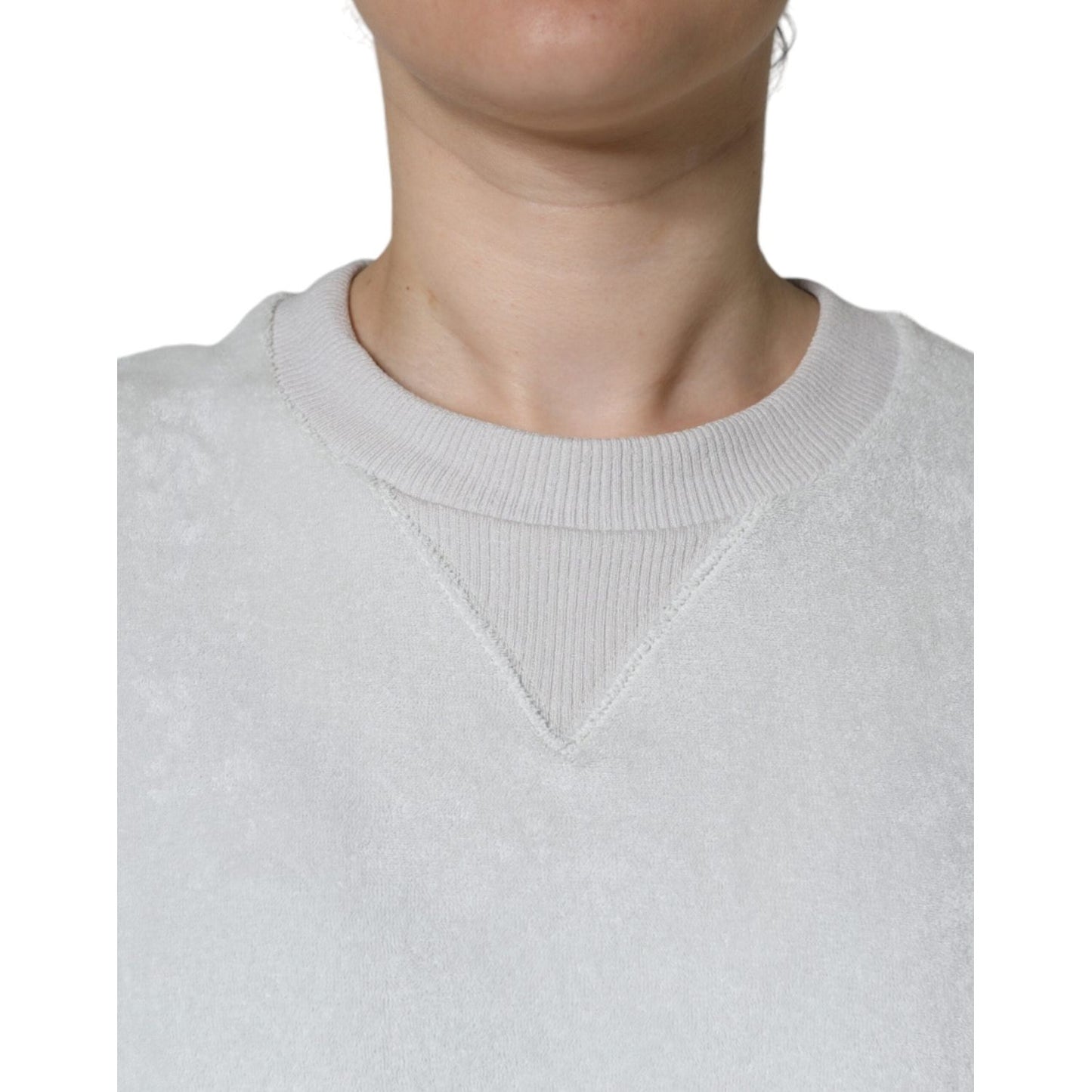 Dolce & Gabbana White Nylon Stretch Crew Neck Pullover Sweater Dolce & Gabbana