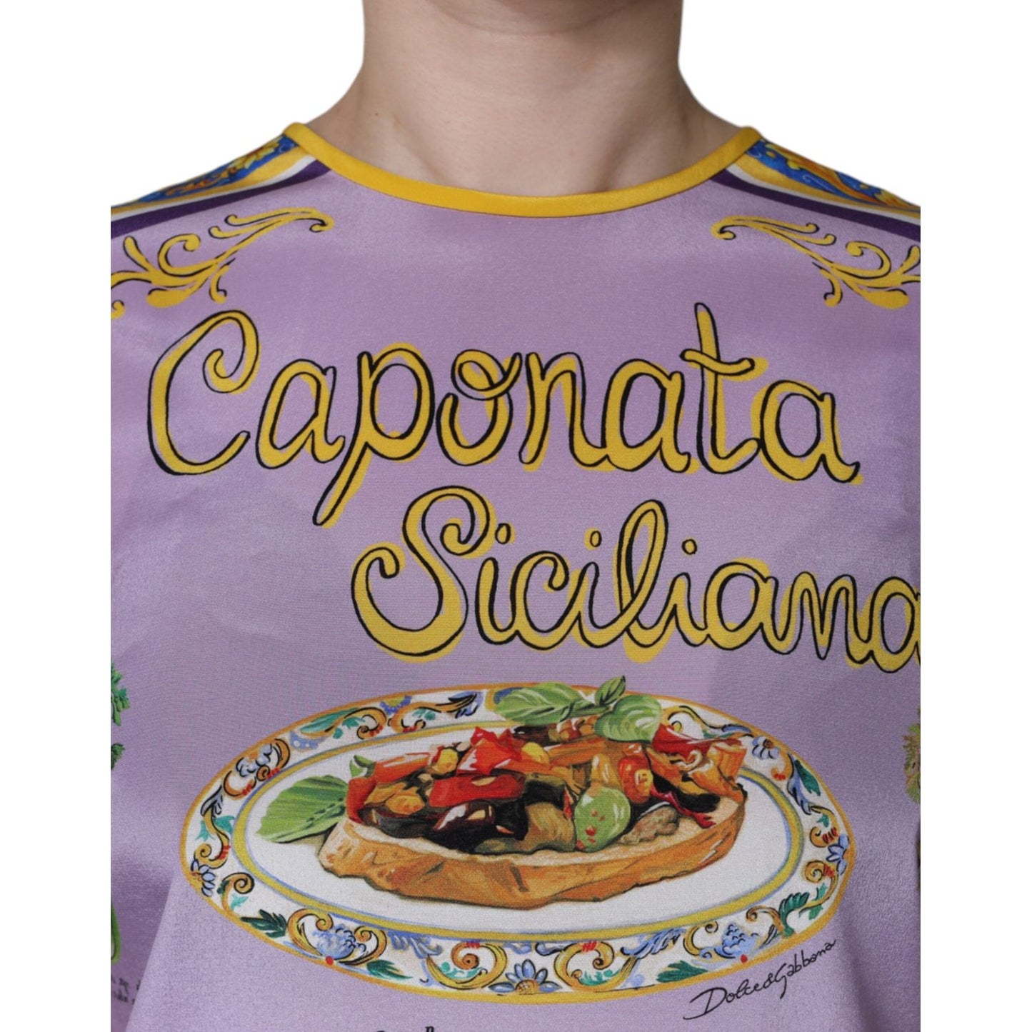 Dolce & Gabbana Purple Silk Caponata Siciliana Print Tank Top Dolce & Gabbana